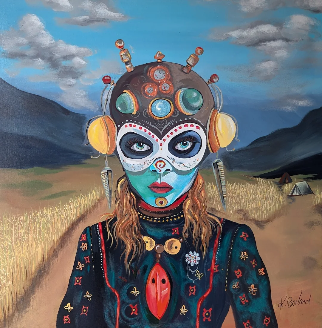 La mission, Peinture de Katerine Boilard, art fantaisie et surréaliste